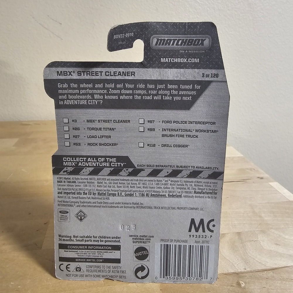 Matchbox 2013 MBX Adventure City Orange MBX Street Cleaner 3/120 NOS - Picture 2 of 6